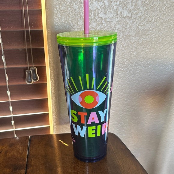 Other - Starbucks Stay Weird Green Tumbler with Pink Straw